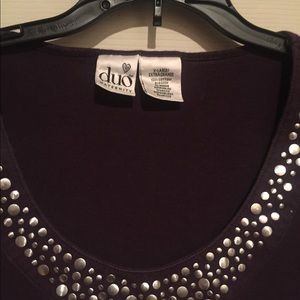 Duo maternity top purple  silverembellish neckline